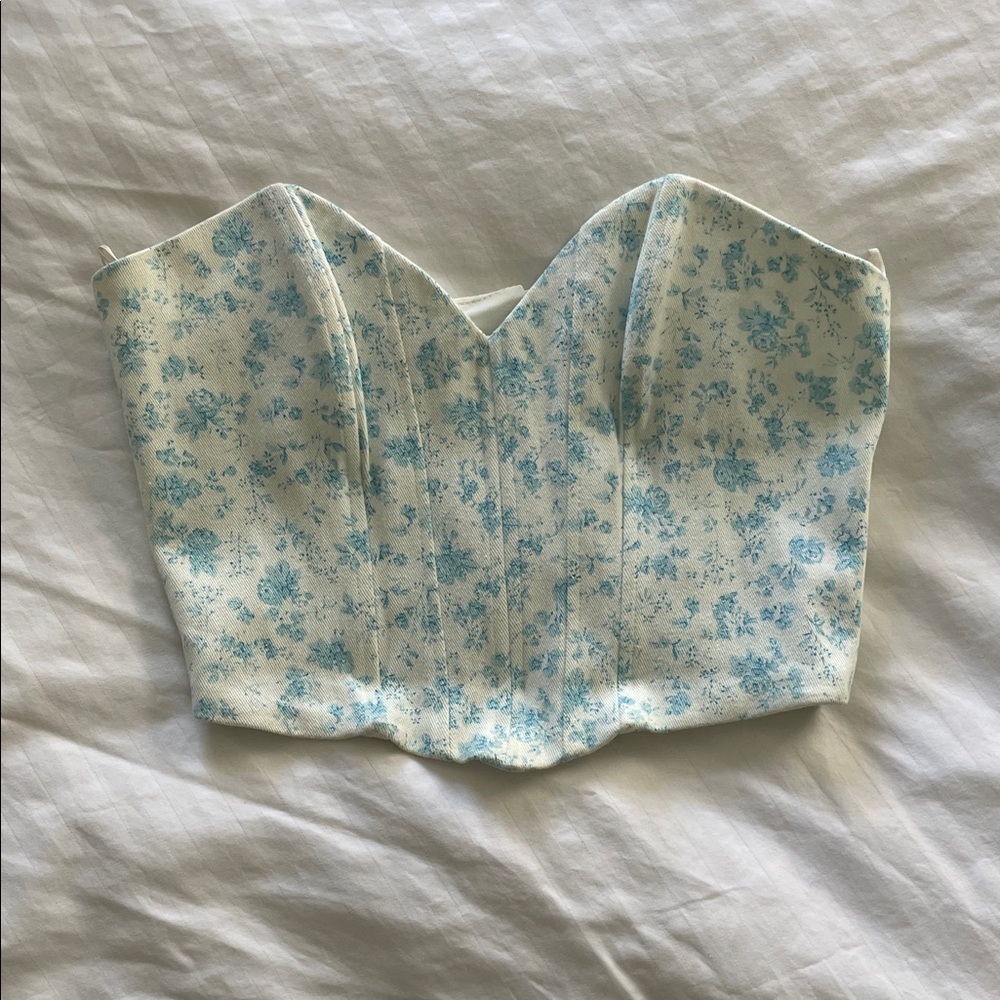 Zara Floral Strapless Corset Style Top
